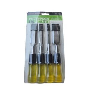 Pittsburgh 4-Piece Wood Chisel Set 1/4", 1/2", 3/4", 1" PVC Handles 42429 NIB